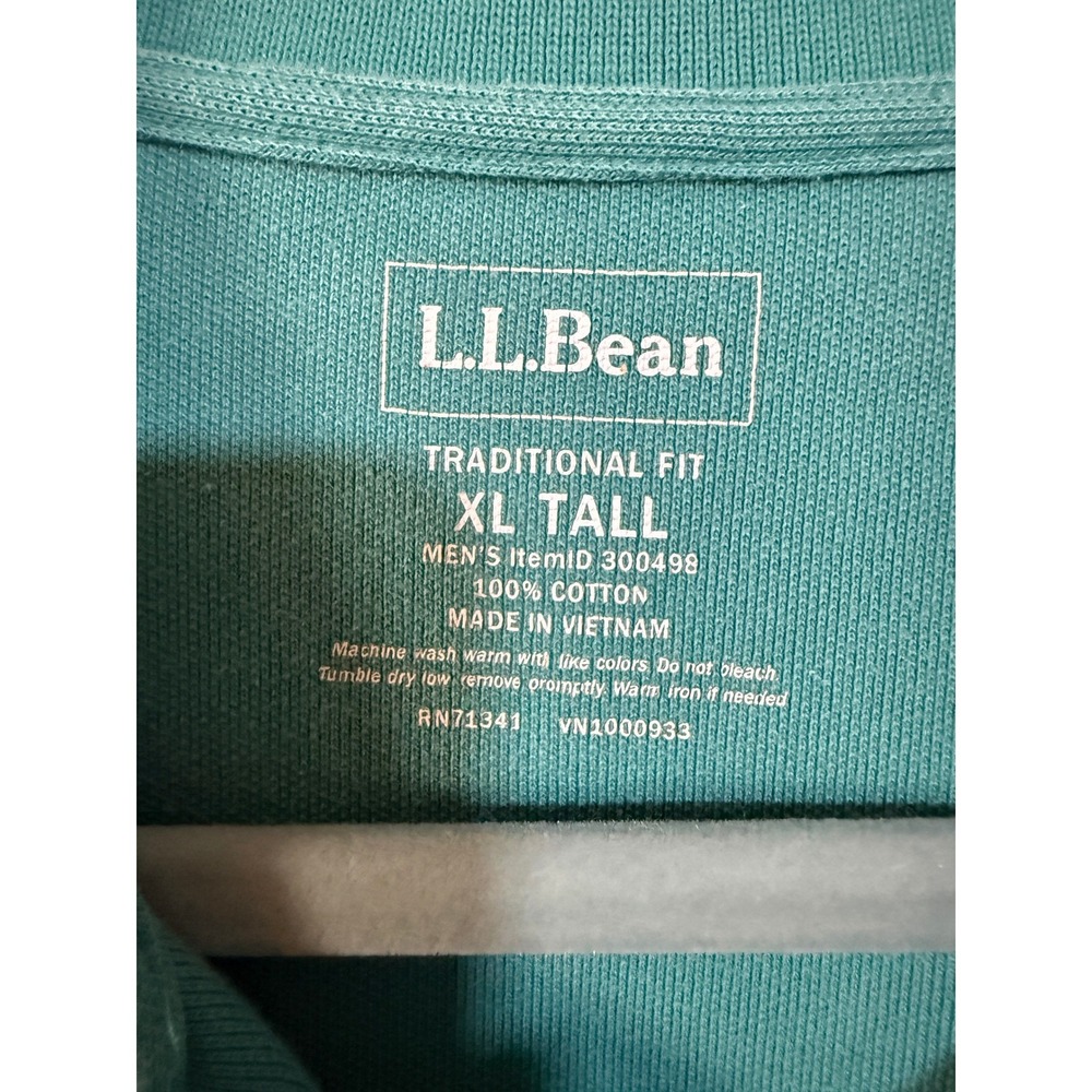L.L.Bean Polo Shirt Mens XL Tall‎ Teal  Traditional Fit Cotton Pique Gorpcore - Picture 3 of 5